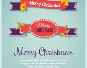 Christmas background with typography and ribbons Photoshop brush