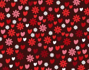 Love pattern with hearts and flowers Photoshop brush