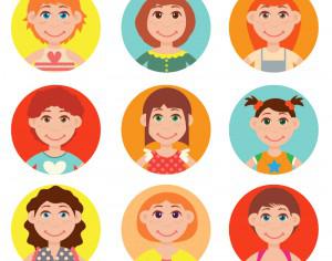 Cute avatars vector set Photoshop brush