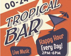 Vintage Tropical Bar poster Photoshop brush