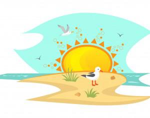 Beach With Seagulls Photoshop brush