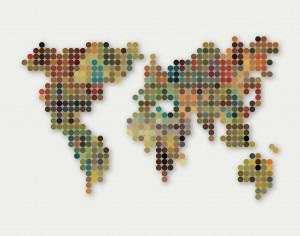 abstract colorful dot style world map pattern background Photoshop brush