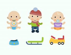 Vector cartoon baby characters illustration Photoshop brush