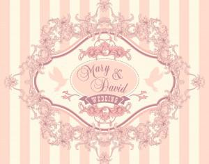 Wedding invitation cards with floral elements. Vector illustration. Photoshop brush