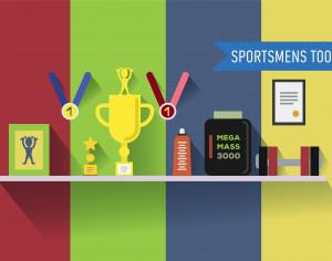 Sportsmens table with tools. Vector illustration Photoshop brush