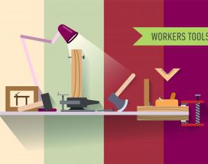 Tools objects on the table. Vector illustration for design Photoshop brush