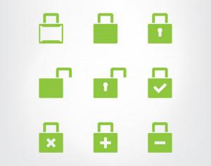 Set of green lock icons Photoshop brush