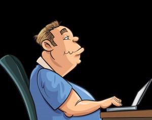 Fat man working on laptop Photoshop brush