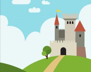 Castle on the hill with pathway Photoshop brush
