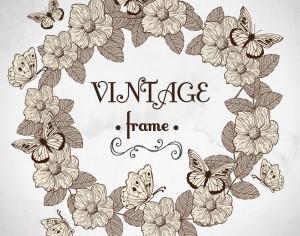 Vintage floral frame Photoshop brush