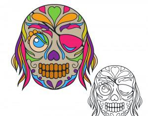Pirate sugar skull vector illustration Photoshop brush