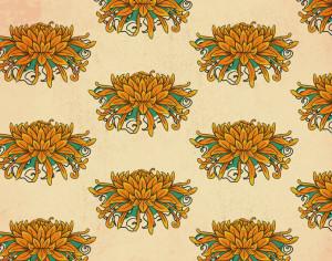 Vintage japanese pattern with flowers Photoshop brush