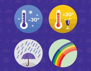 Weather icons. Vector illustration. Photoshop brush