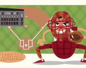 Baseball game characters and objects. Vector illustration Photoshop brush