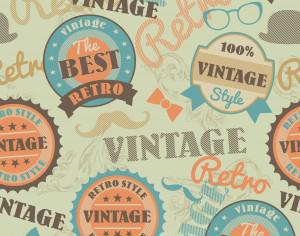 Seamless pattern with retro vintage badges Photoshop brush