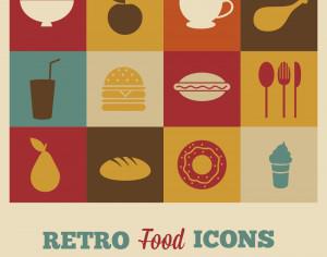 Set of retro food icons Photoshop brush
