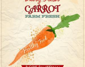Vintage watercolor carrot with typography Photoshop brush