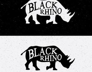 Black Rhino Hand Drawn On Black and White Photoshop brush