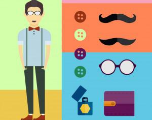 People vector character with tools and objects. Free illustration for design Photoshop brush