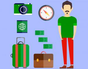 People vector travel character with tools and objects. Free illustration for design Photoshop brush
