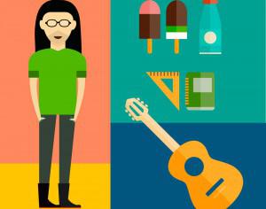 People vector music hero character with tools and objects. Free illustration for design Photoshop brush