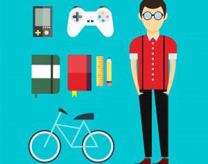 People vector designer character with tools and objects. Free illustration for design Photoshop brush