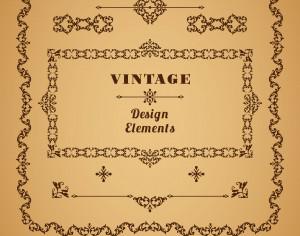 Set of Retro Vintage  Frames and Borders. Design elements. Photoshop brush