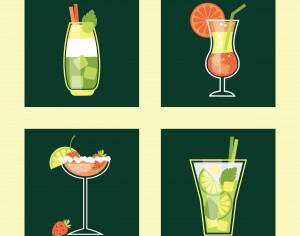 Cocktail Icon Set. Vector illustration Photoshop brush