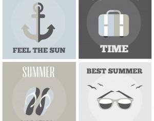 Summer posters set Photoshop brush