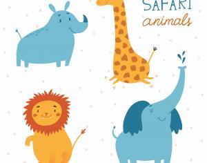 Safari animals vector set Photoshop brush