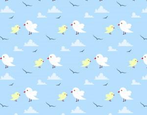 Seamless pattern with cute birds and clouds Photoshop brush