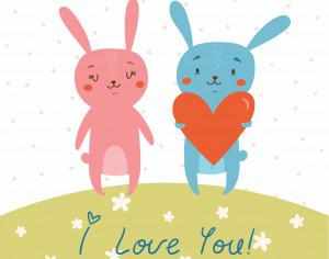 Vector card with cute bunnies in love Photoshop brush