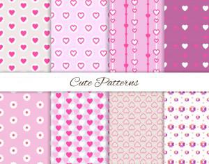 Set of seamless love patterns  Photoshop brush