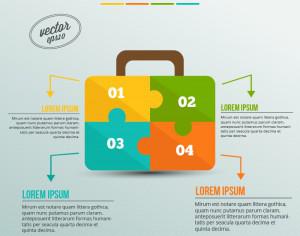Business infographic, puzzle of a suitcase Photoshop brush