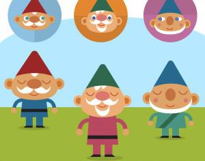 Cute Gnomes on lawn vector set Photoshop brush