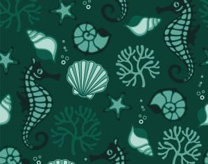 Vector seamless pattern with sea fauna.  Photoshop brush