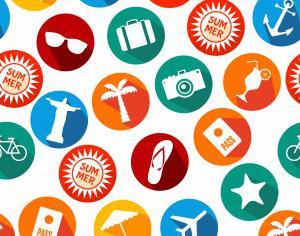 Summer icons background of bright icons Photoshop brush