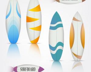 Colorful surfboards set Photoshop brush