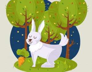 Rabbit in the woods vector illustration Photoshop brush