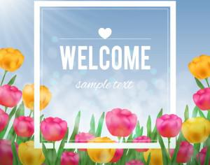 Floral illustration with tulips and white frame Photoshop brush