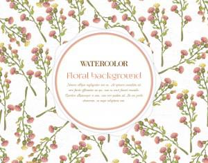 Watercolor floral background  with frame Photoshop brush