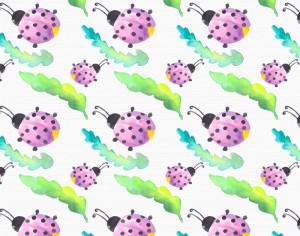 Watercolor pattern with lady bug Photoshop brush