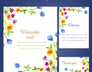 Watercolor cards with summer flower Photoshop brush