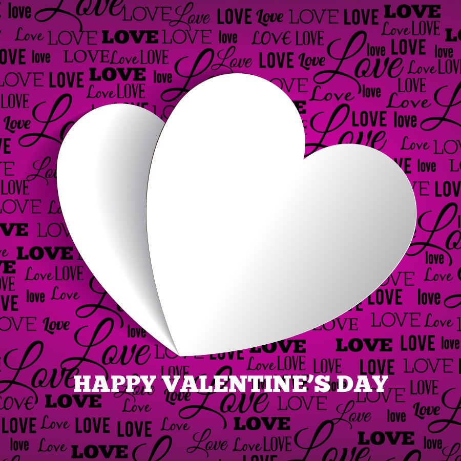 Valentine's day vector illustration with paper heart and retro background Photoshop brush
