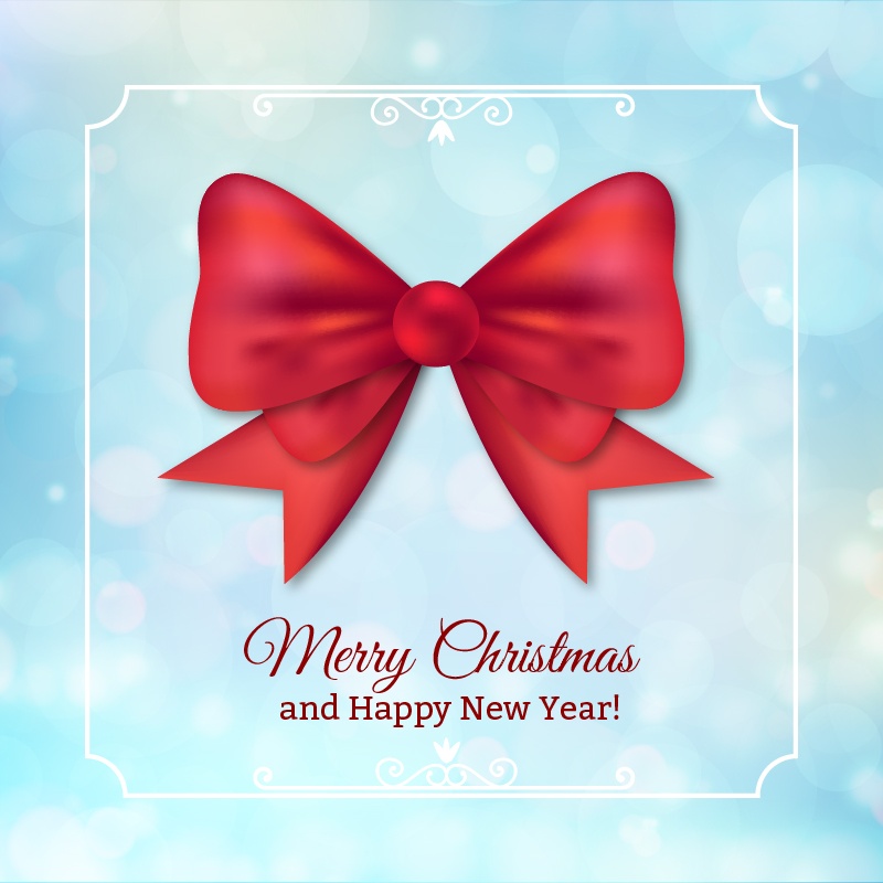 Christmas background with typography and bow Photoshop brush