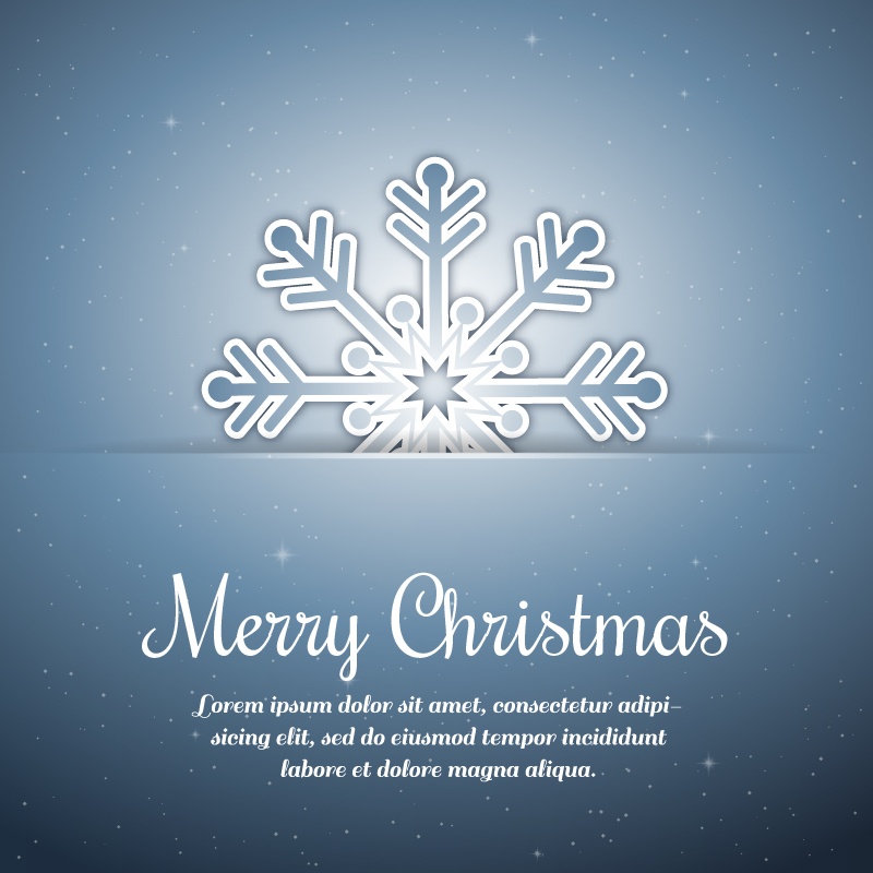Christmas background with typography and snow flake Photoshop brush