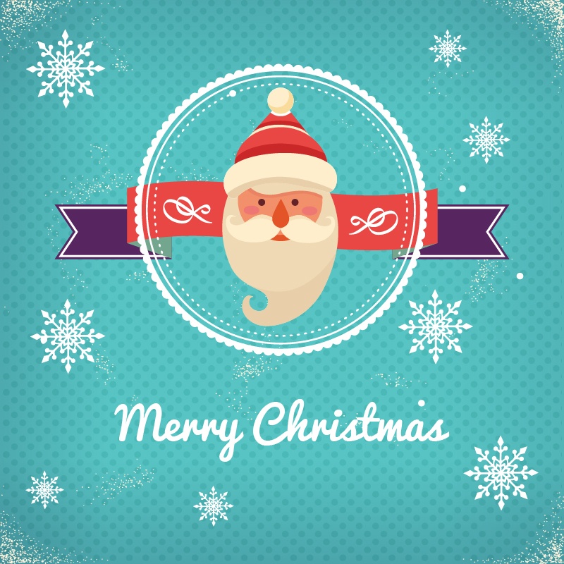 Christmas background with typography and badge and santa Photoshop brush
