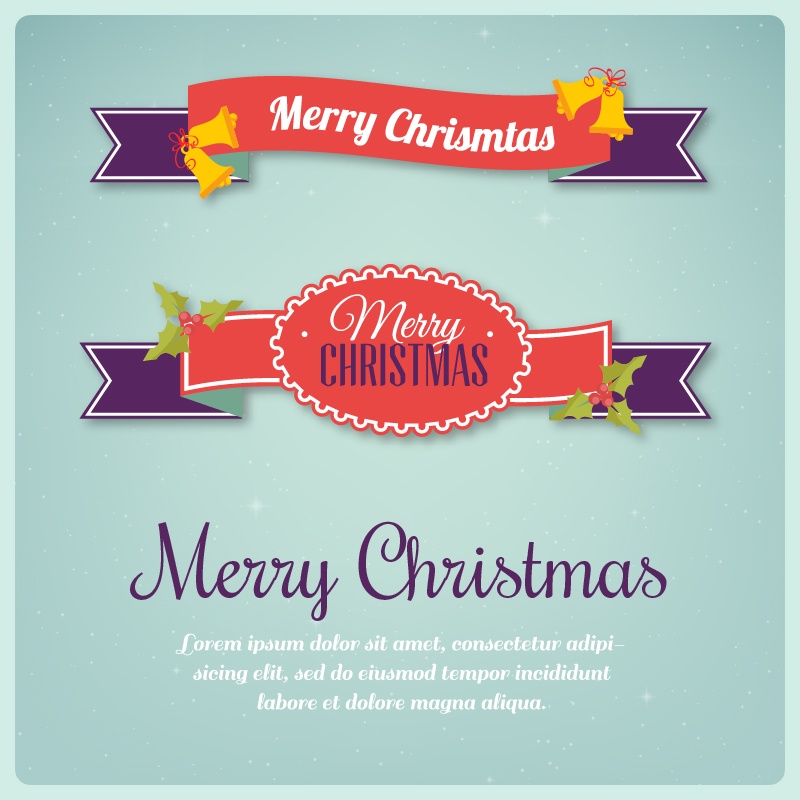 Christmas background with typography and ribbons Photoshop brush
