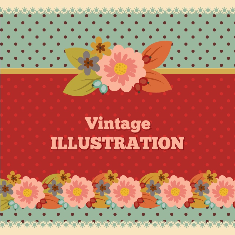 Vintage flower illustration with typography Photoshop brush