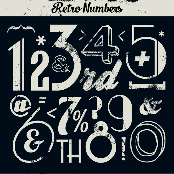 Various Vintage Number Collection Photoshop brush